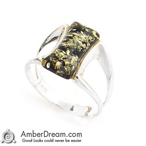 Green Amber Ring